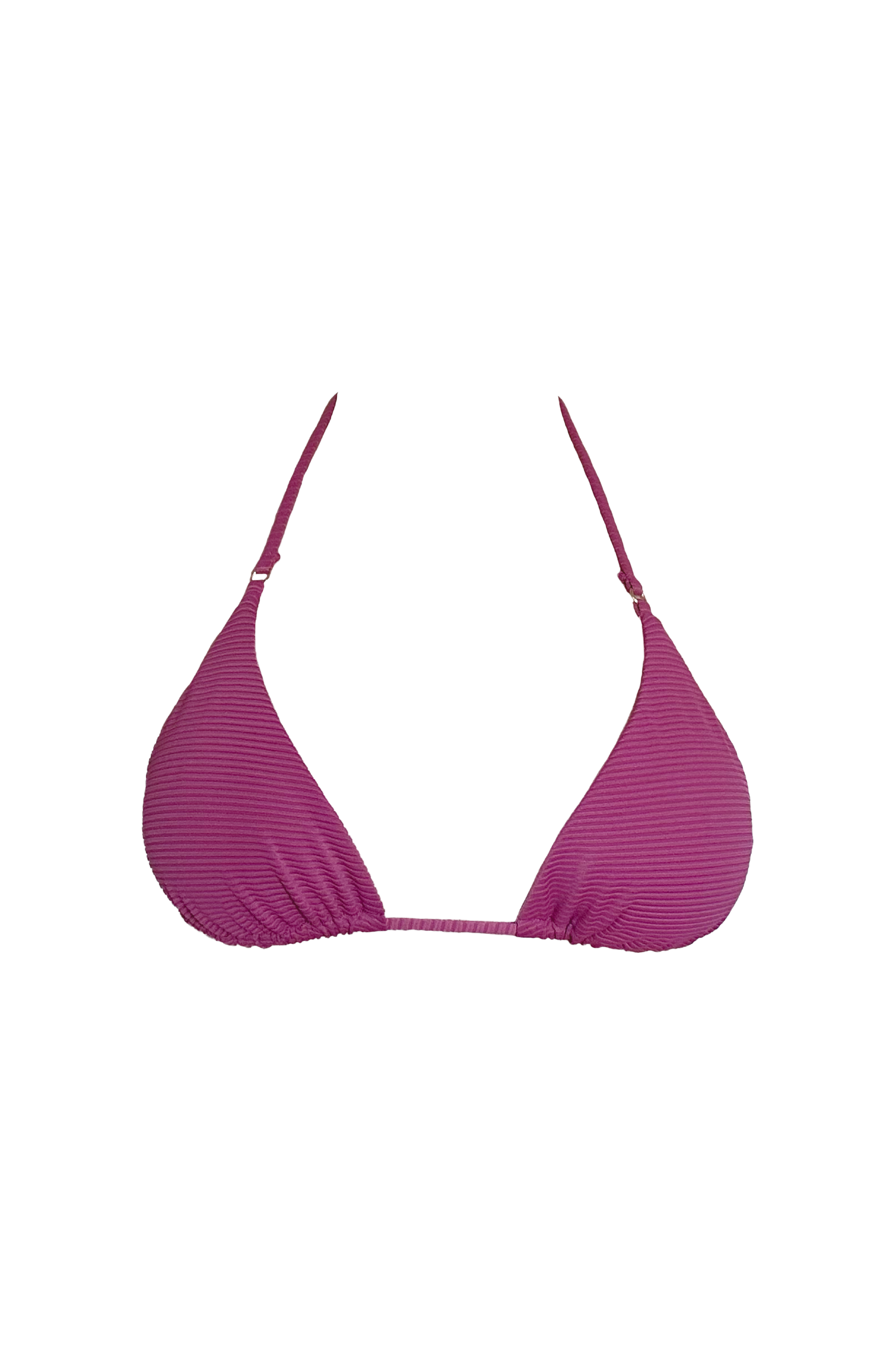Spice pink triangle bikini top on a white background