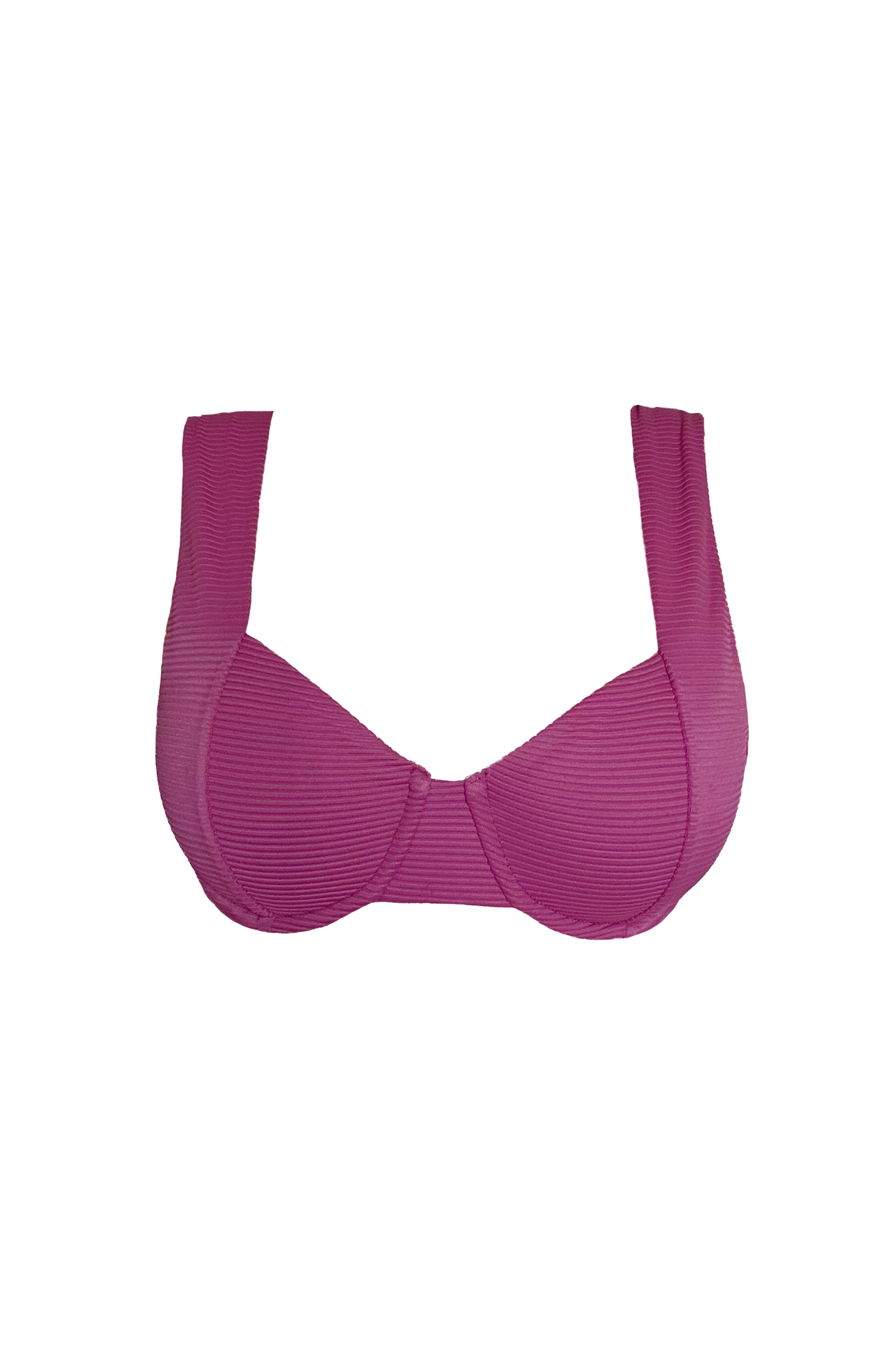 Spice pink underwire bikini top on a white background