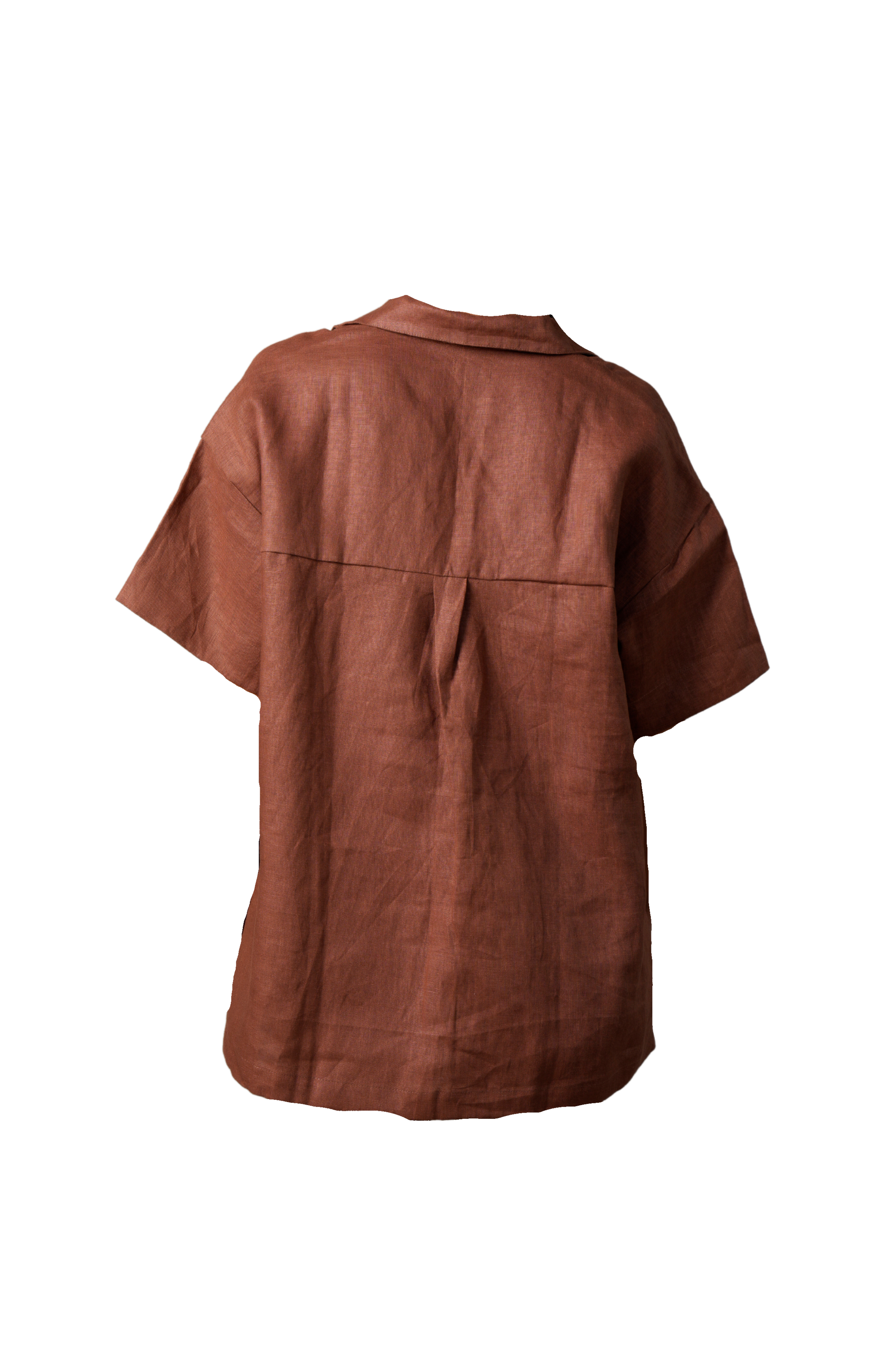 Brown linen shirt on a white background
