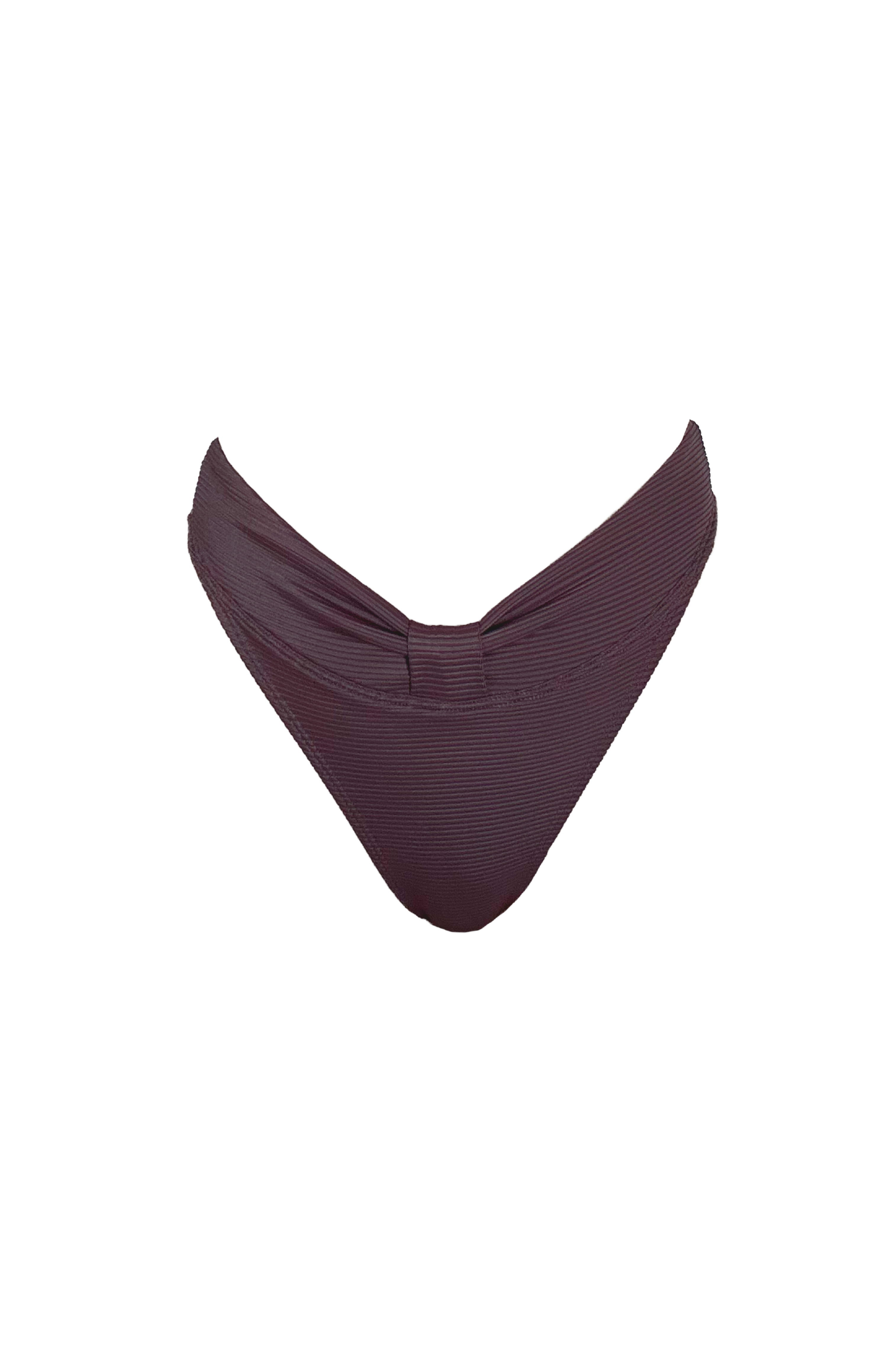 Chocolate brown high cut bikini bottoms on a white background