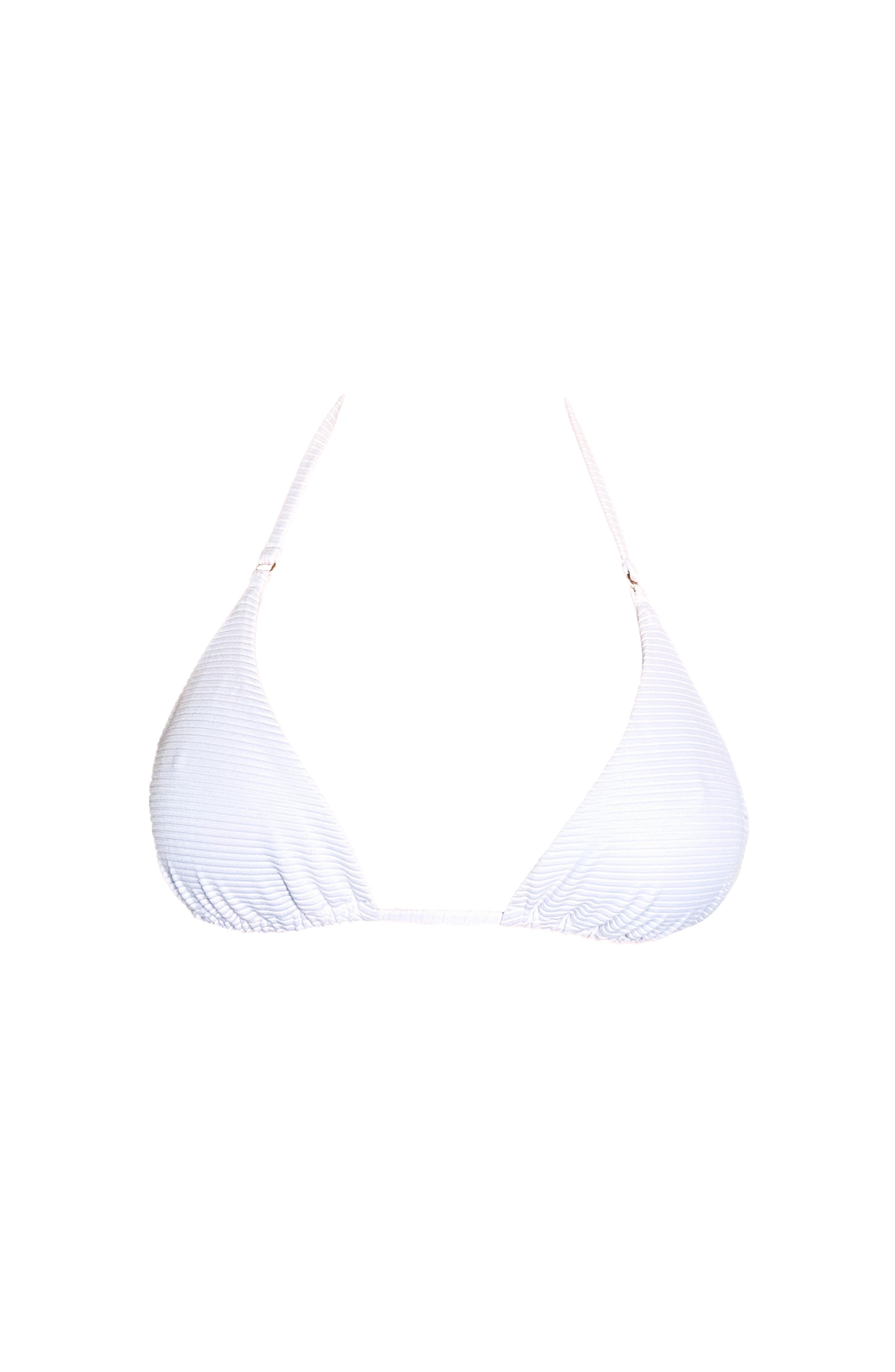White triangle bikini top on a white background