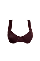 Chocolate Brown bikini top on a white background