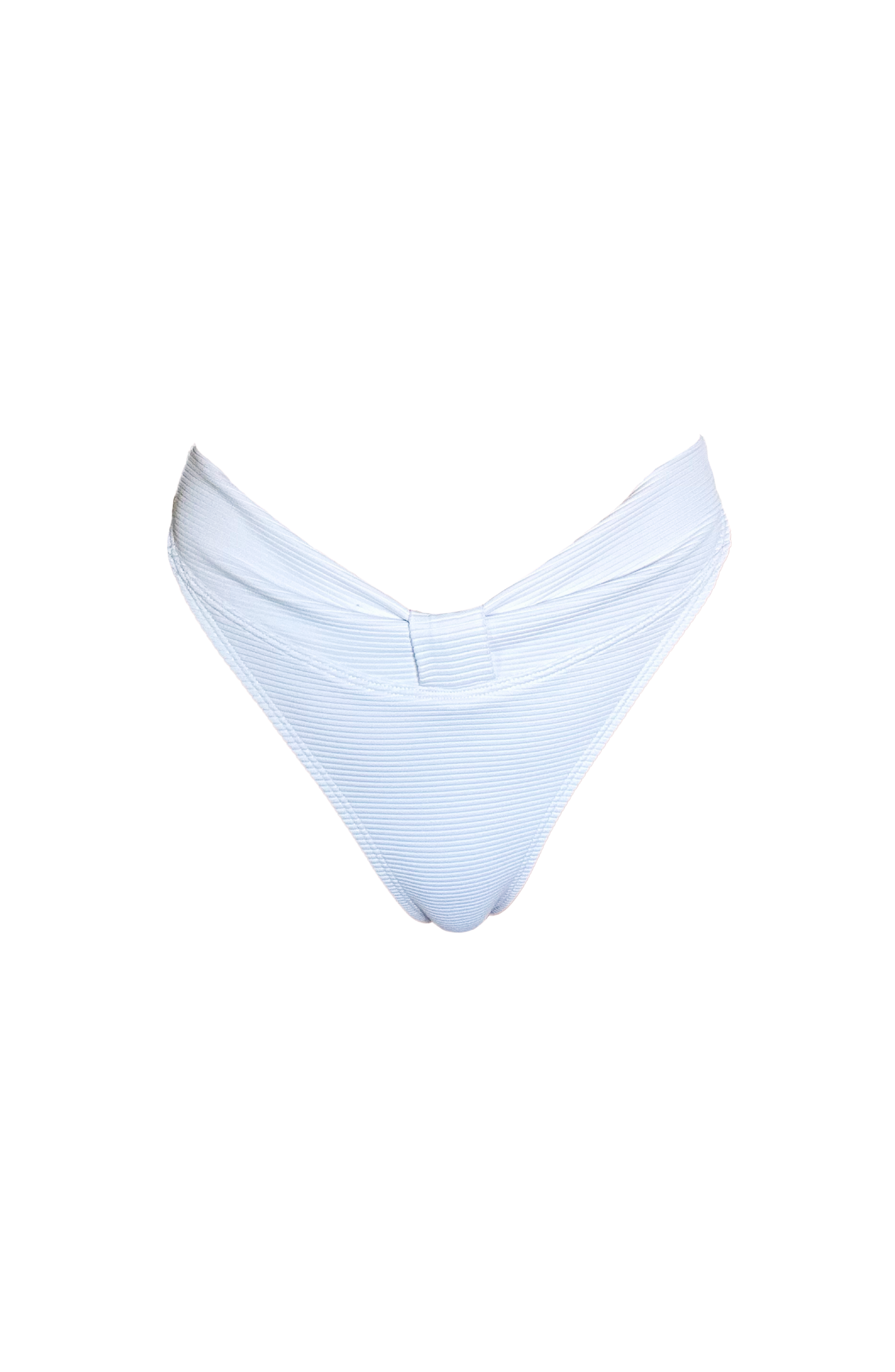 white high-cut leg bikini bottoms on a white background