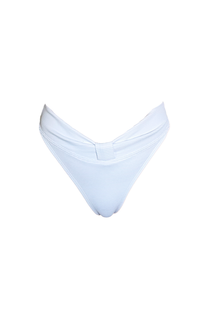 white high-cut leg bikini bottoms on a white background